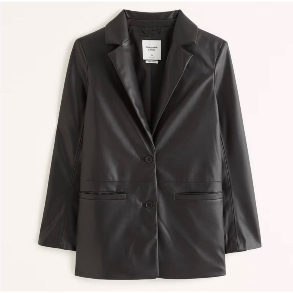 Abercrombie & Fitch Vegan Leather Blazer Black XS Faux Leather Jacket